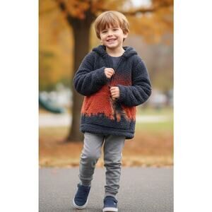 Abercrombie Kids Howling Wolf Quarter Zip Fleece Hoodie Sweater Size 7/8